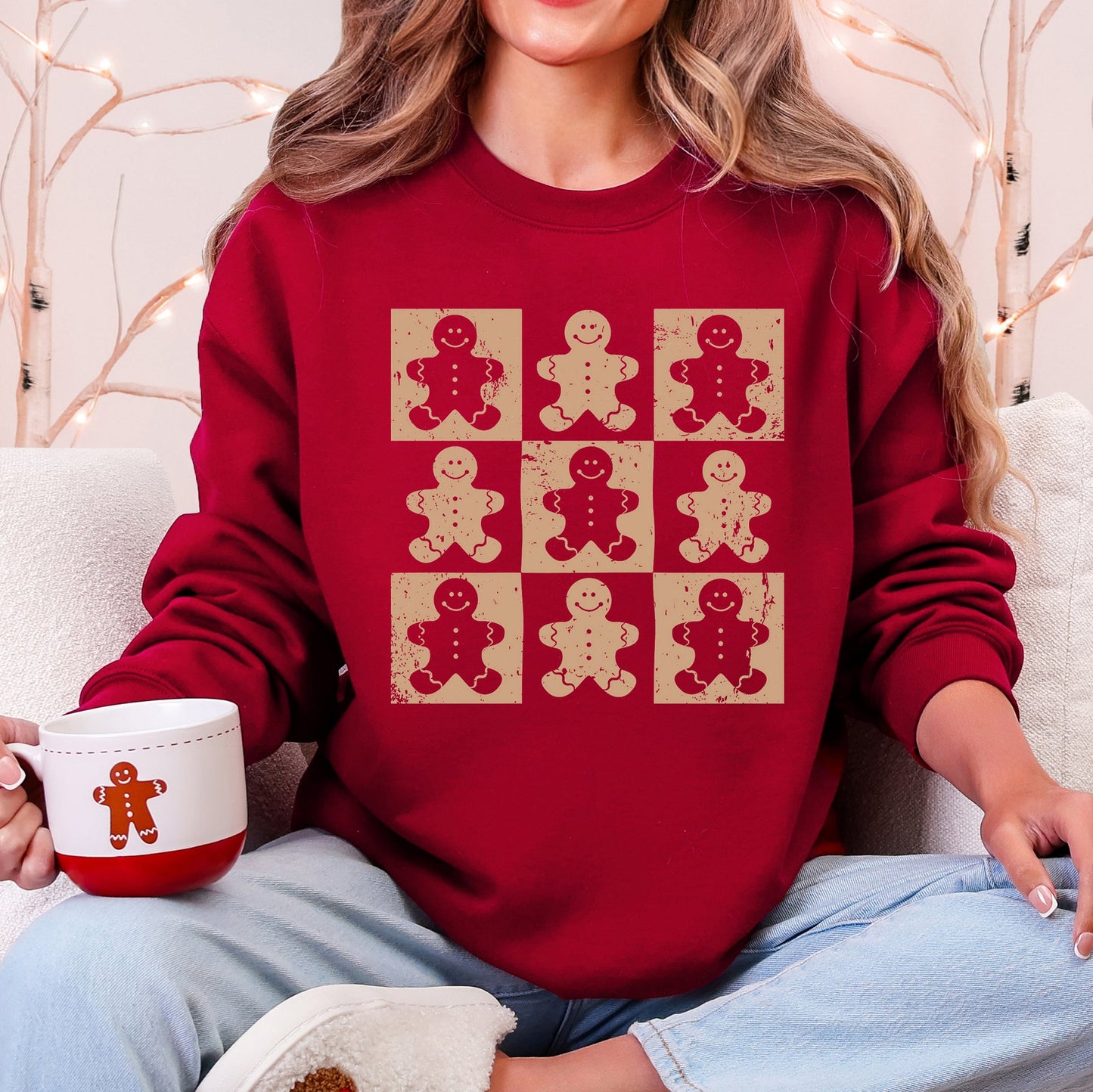 Gingerbread Men, Christmas Cute, Minimalist Sweatshirt