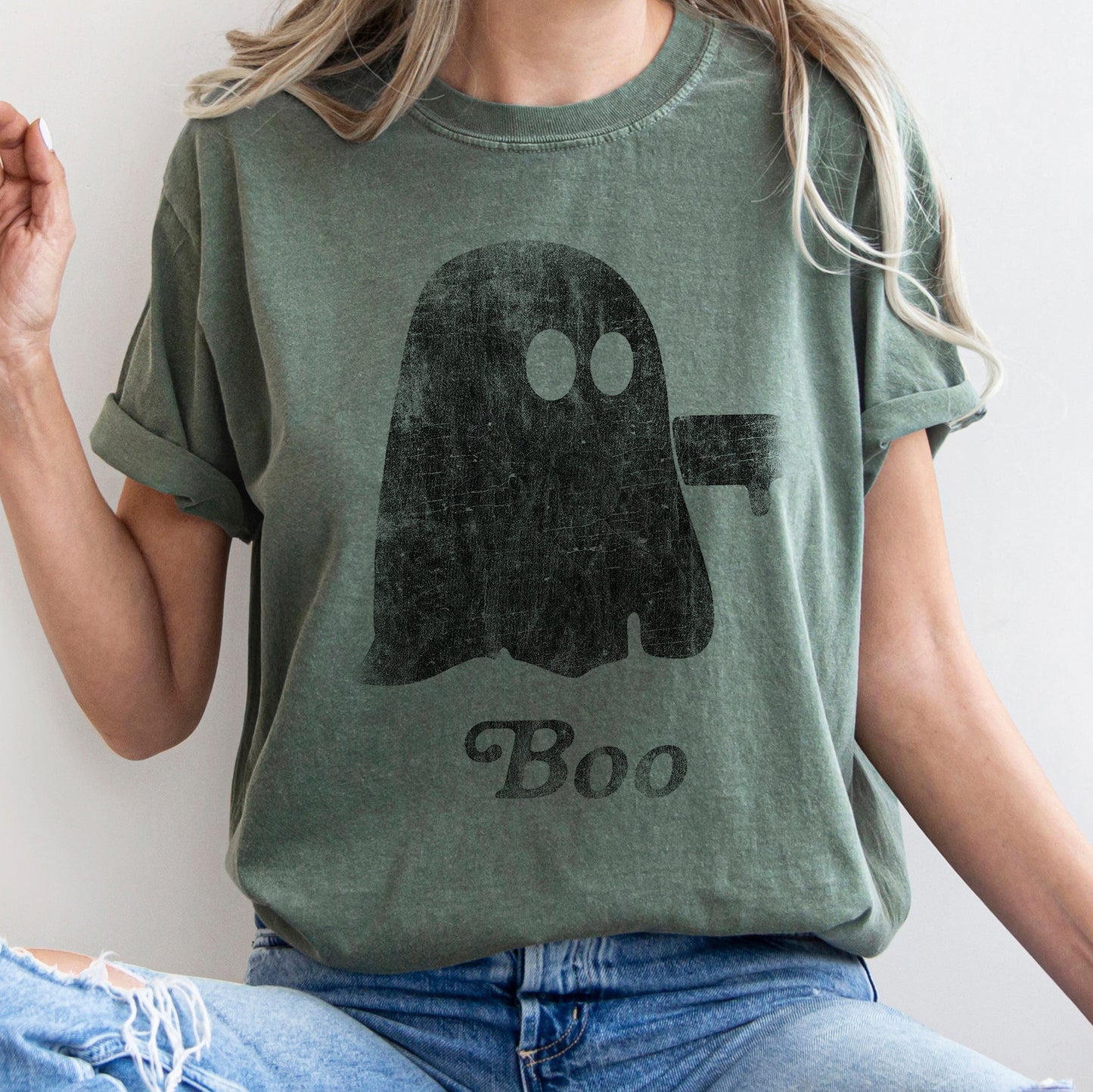 Boo Retro Ghost Comfort Colors Tshirt