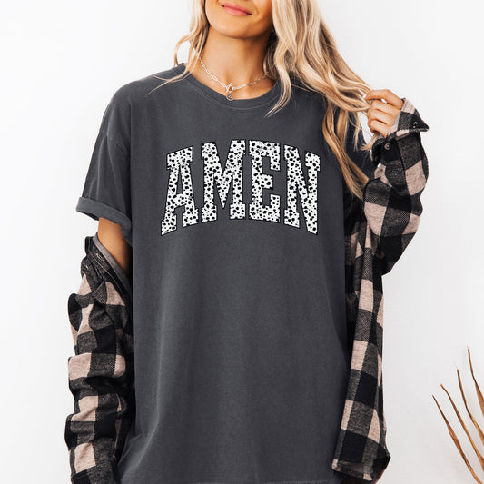 Amen, Dalmatian Print, Christian, Jesus, Gospel, Faith, Saved Tshirt Comfort Colors T-Shirt