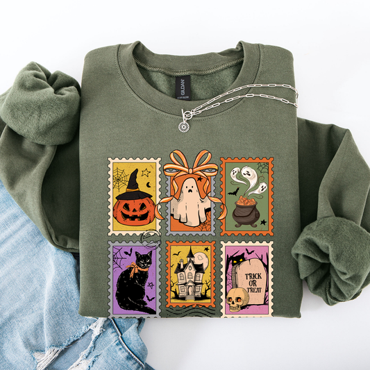 Halloween, Ghost, Black Cat, Pumpkin, Witch, Classic Sweatshirt