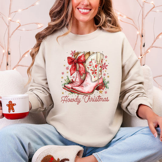 Howdy Christmas, Cowboy Boots, Santa, Western, Country Sweatshirt