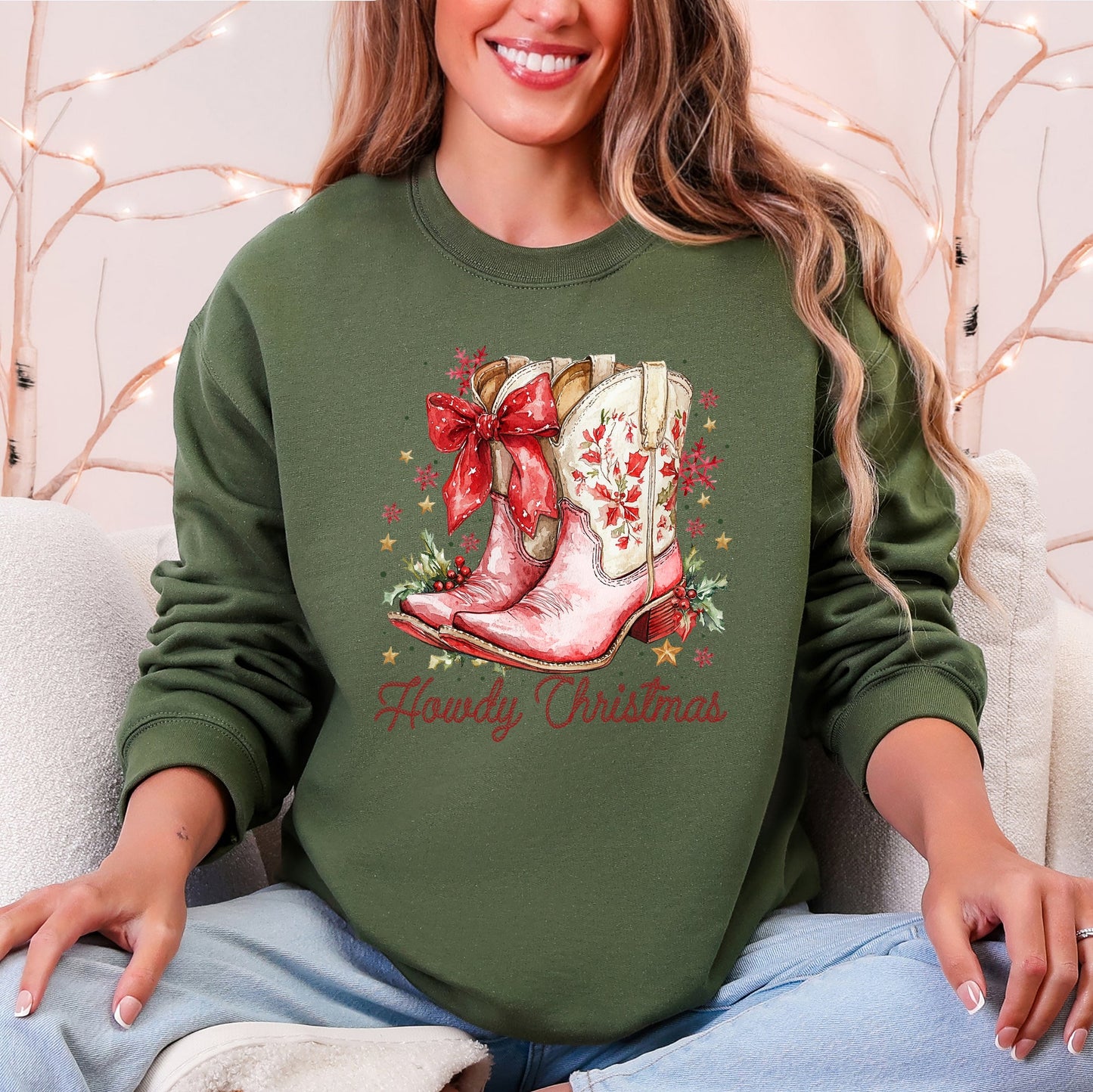 Howdy Christmas, Cowboy Boots, Santa, Western, Country Sweatshirt