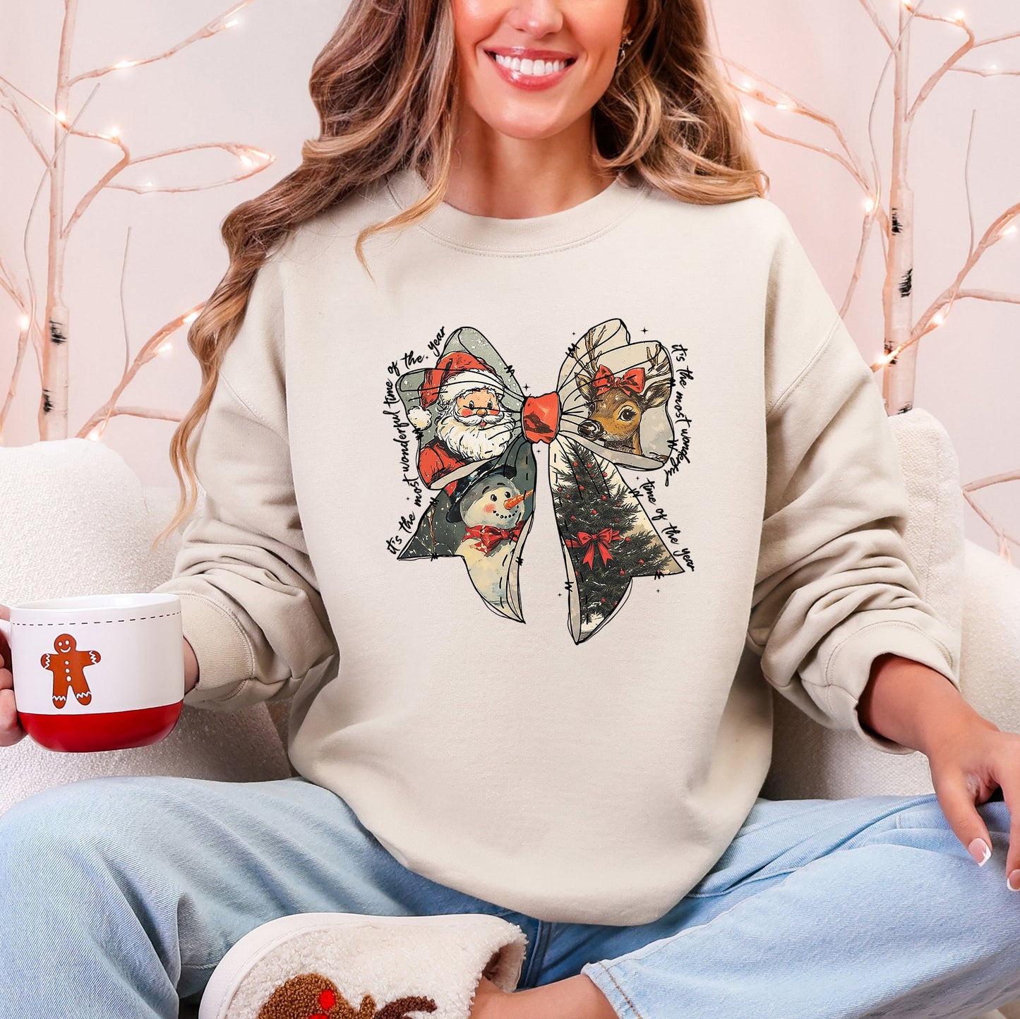 It's The Most Wonderful Time Of The Year, Christmas, Santa, Snowman, Reindeer Sweatshirt
