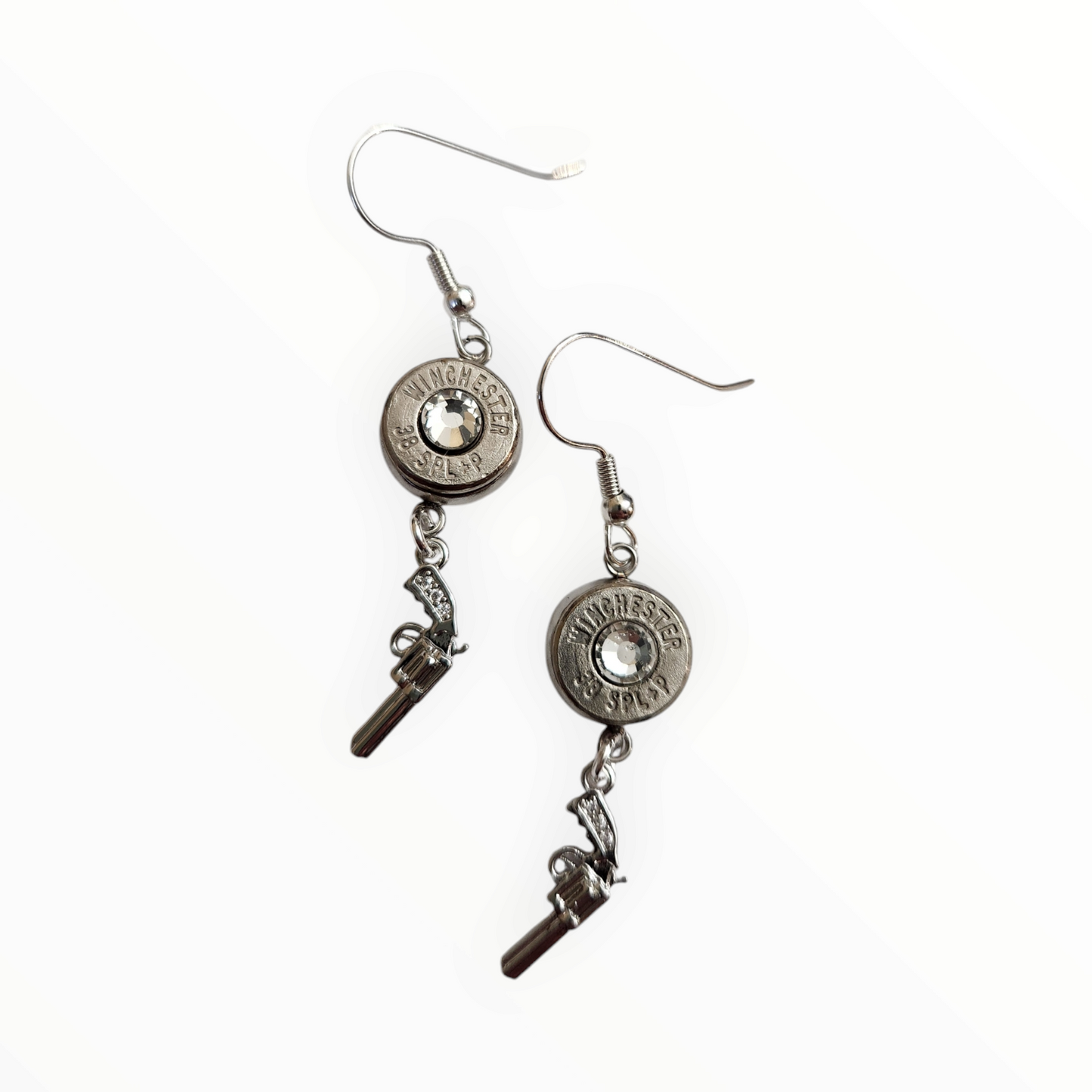 Revolver & Headstamp Dangle Earrings