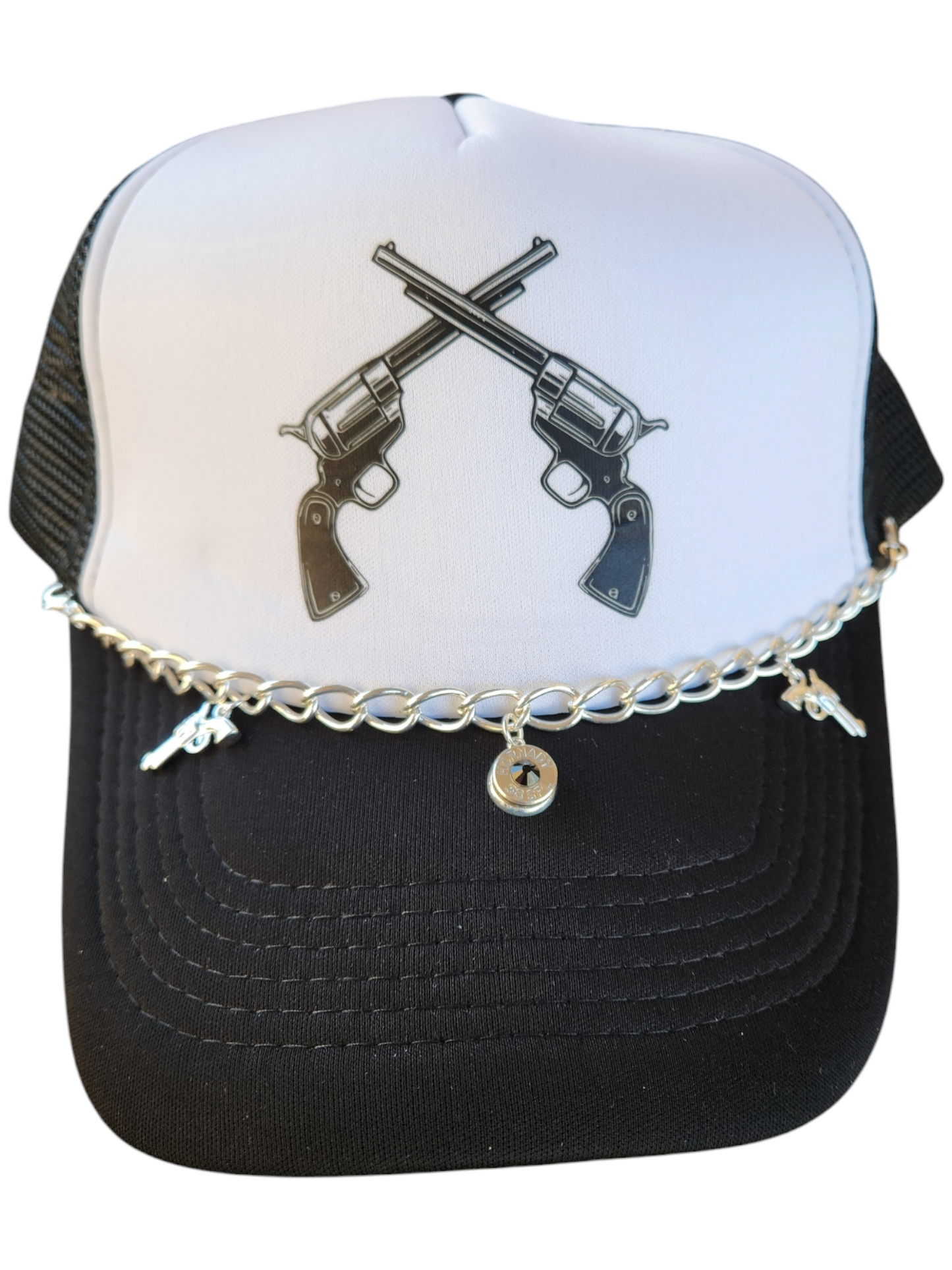 Trucker Hat with Revolver charms & Headstamp hat bracelet-Black