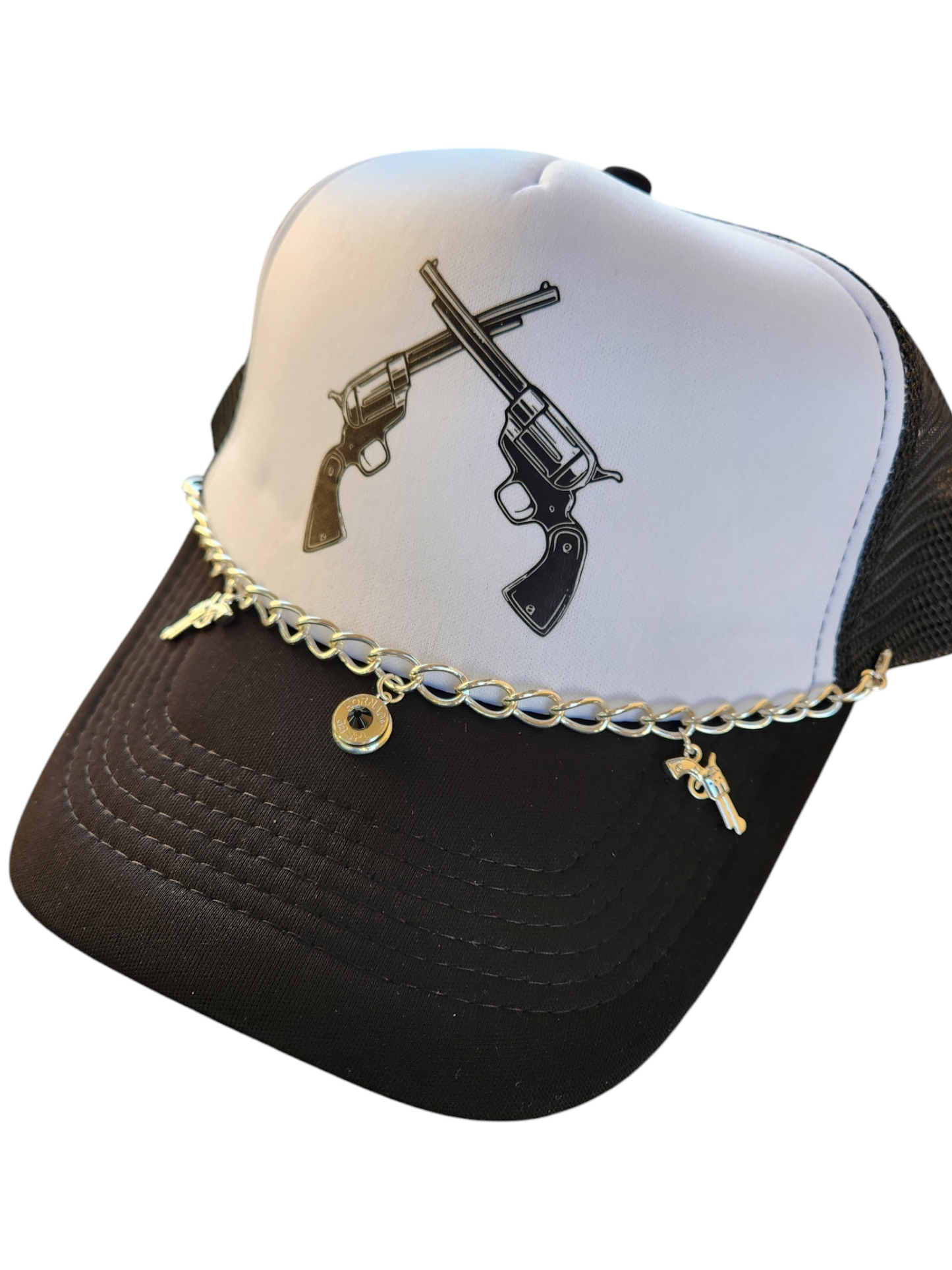 Trucker Hat with Revolver charms & Headstamp hat bracelet-Black