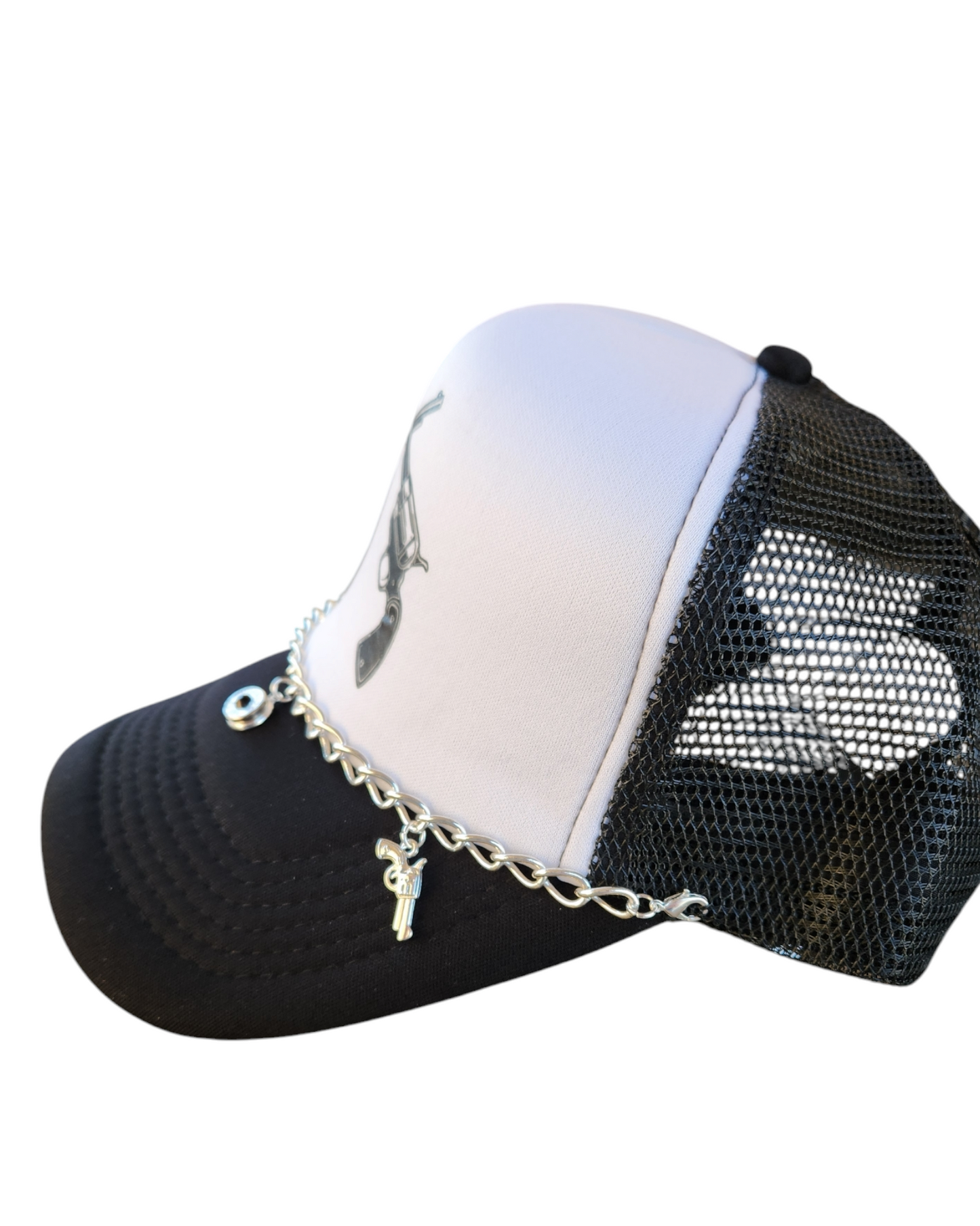 Trucker Hat with Revolver charms & Headstamp hat bracelet-Black