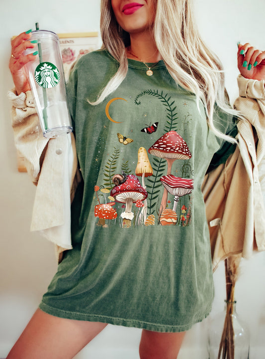 Mushrooms And Butterflies Celestial Comfort Colors Tshirt